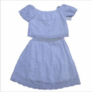 City Studio Crop Top And Mini Skirt Set White Eyelet New With Tag Size 0